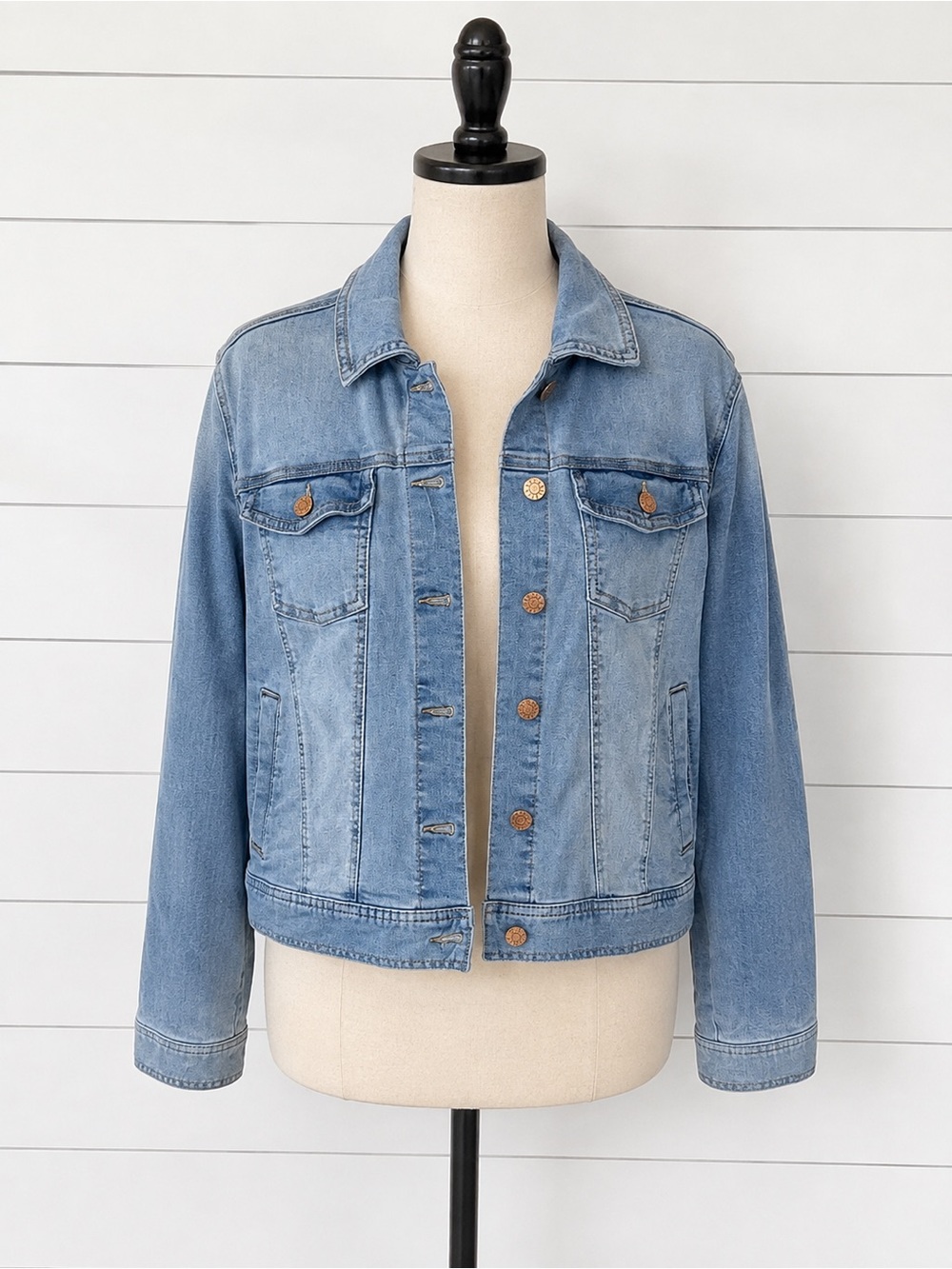 Celebrity Pink Light Blue Denim Jean Jacket